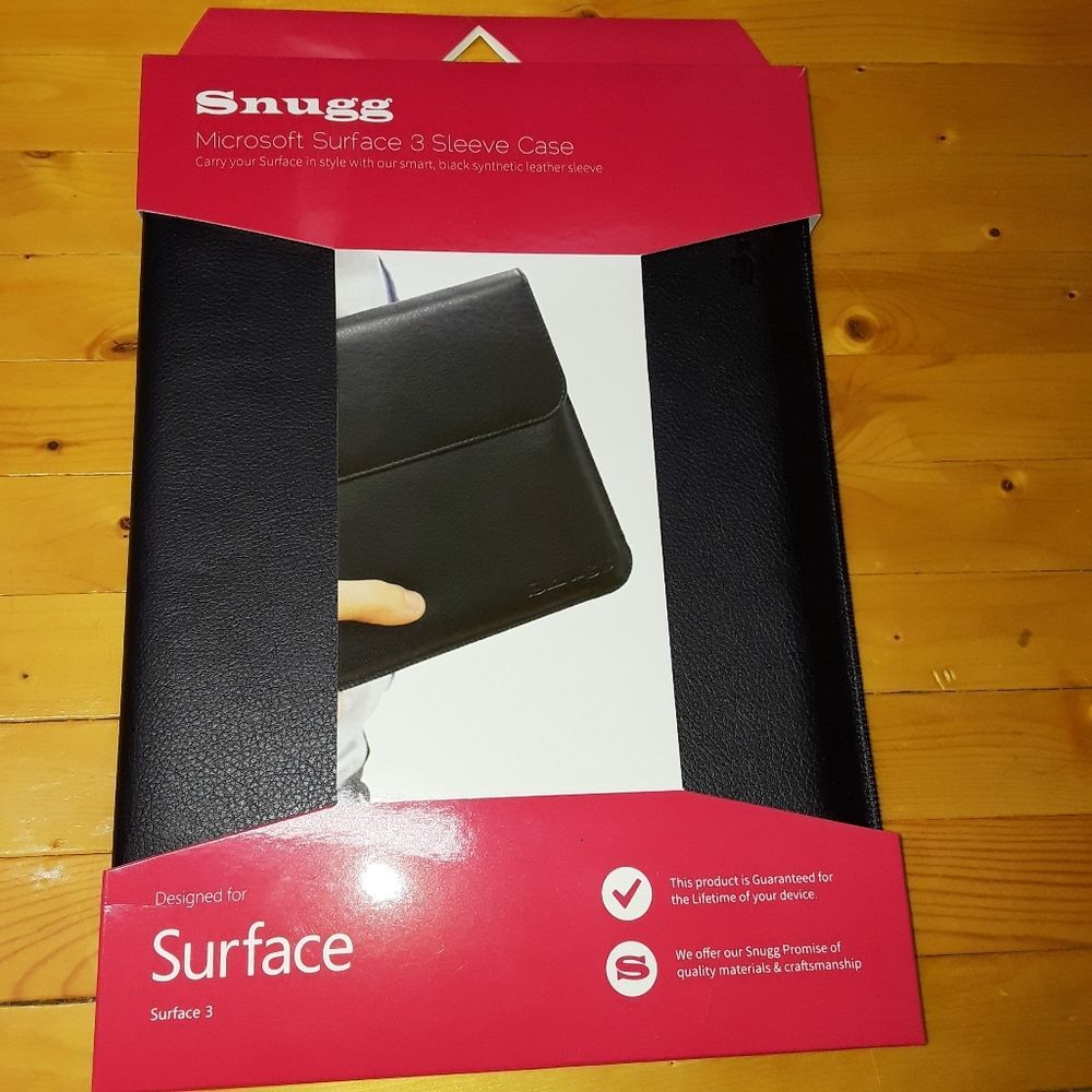Microsoft Surface 3 Black Vegan Leather Laptop Sleeve Case View 6